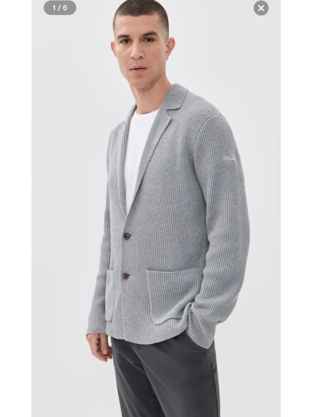 RLX Ralph Lauren Cotton Coolmax Cardigan SweaterSz L Notch Collar Preppy Golf